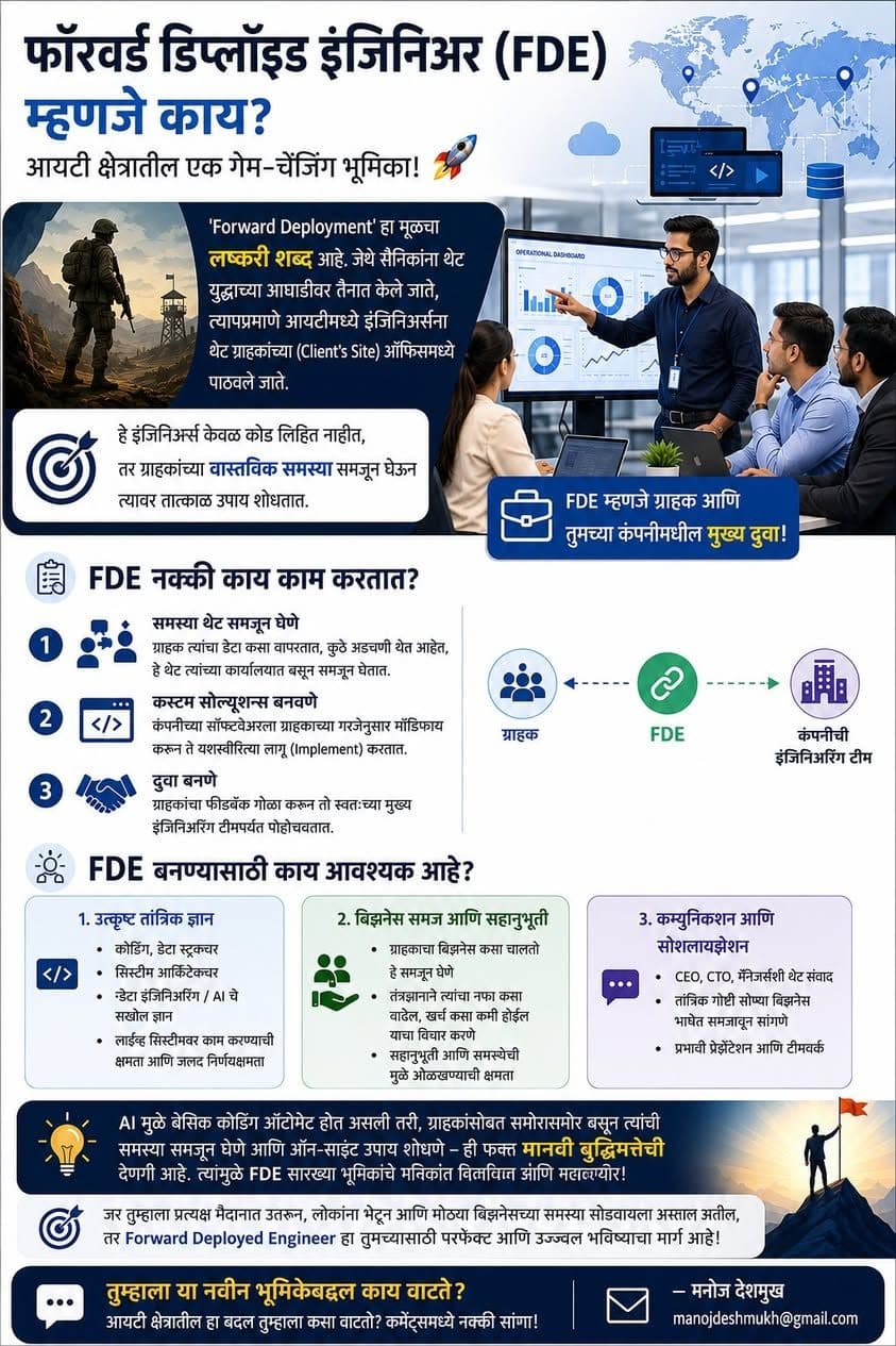 फॉरवर्ड डिप्लॉइड इंजिनिअर (Forward Deployed Engineer - FDE) म्हणजे काय